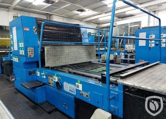 Crabtree 1290 línea de impresión con barnizadora en línea y LTG horno túnel