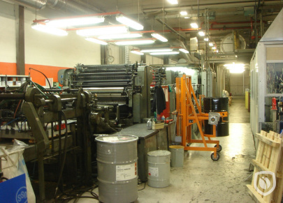 Crabtree Marquess 4538 3-colour  printing line with F1 inline coater and Wellman tunnel oven